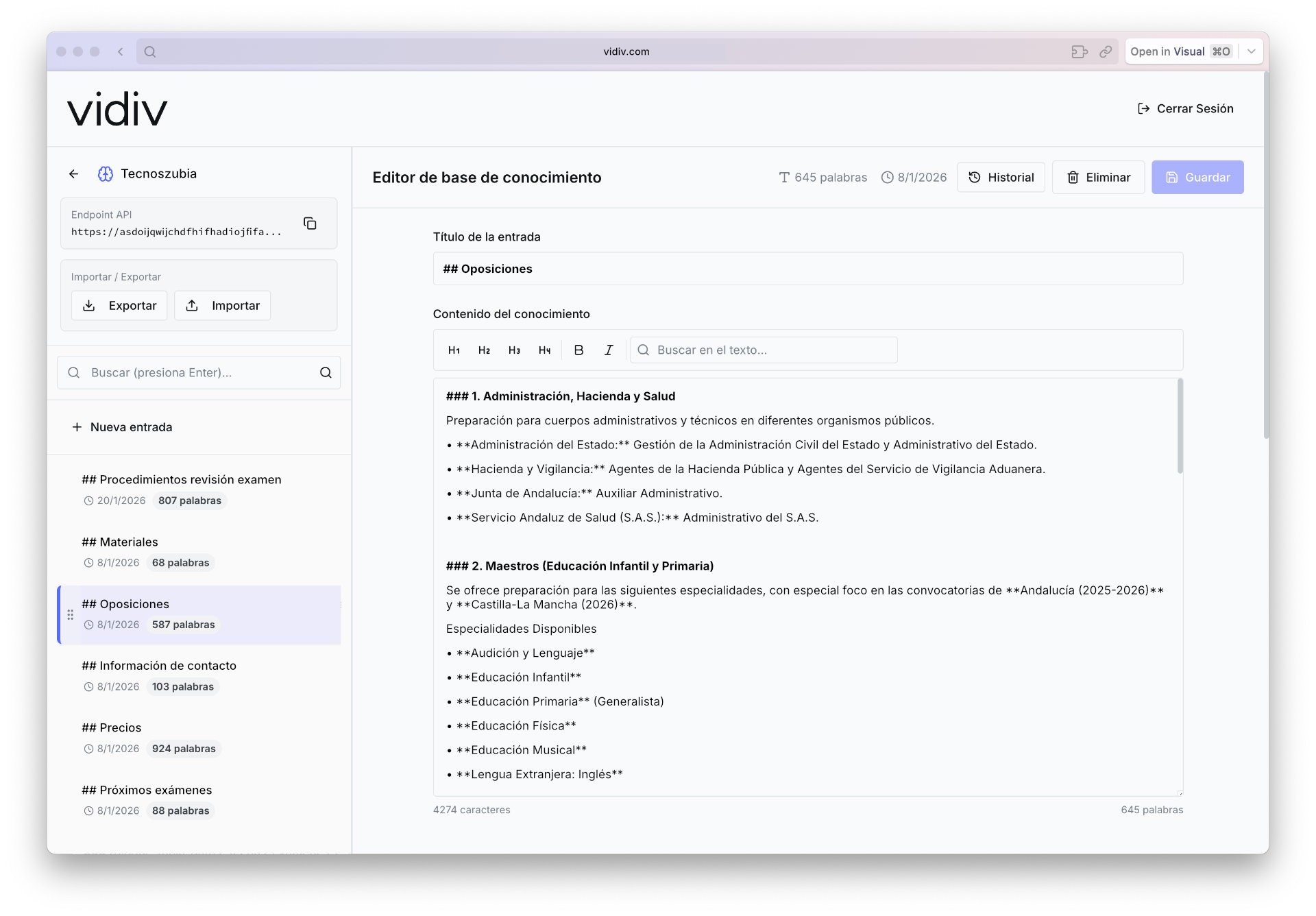 Después — editor directo para el cliente